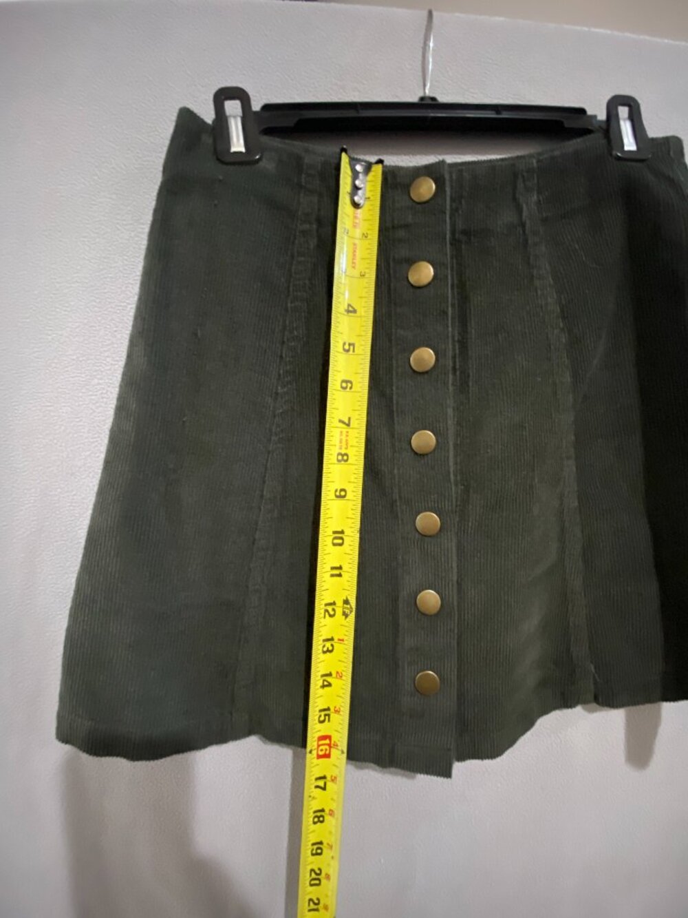 Wishlist Olive Green Corduroy Button Front Mini Skirt Size Sm A-Line High Waist - Picture 4 of 7